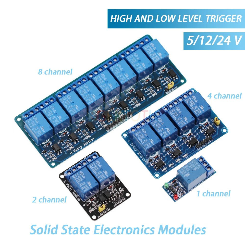 

1 2 4 8 Channel DC 5V 12V 24V Relay Module with Optocoupler Low Level Trigger Expansion Board