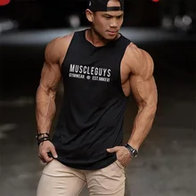 Muscleguys Фитнес хлопок майка Для мужчин жилет для бодибилдинга Спортивная топы рубашка без рукавов бренд свитер для спорта Tanktop