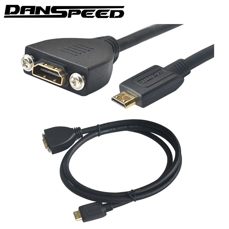 DANSPEED HDMI Cable Mini HDMI to HDMI Male to Female Panel Mount