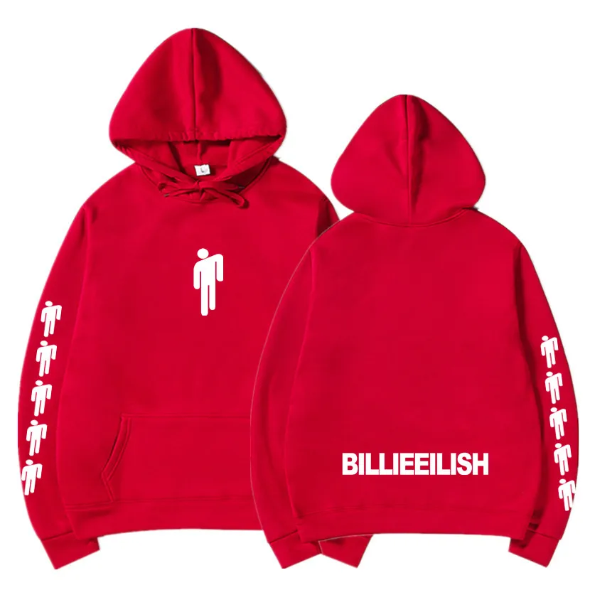 Red 83 Billie Eilish модные толстовки с принтом женские/мужские толстовки с капюшоном и длинным рукавом горячая Распродажа повседневные трендовые уличные толстовки - Цвет: Red 83