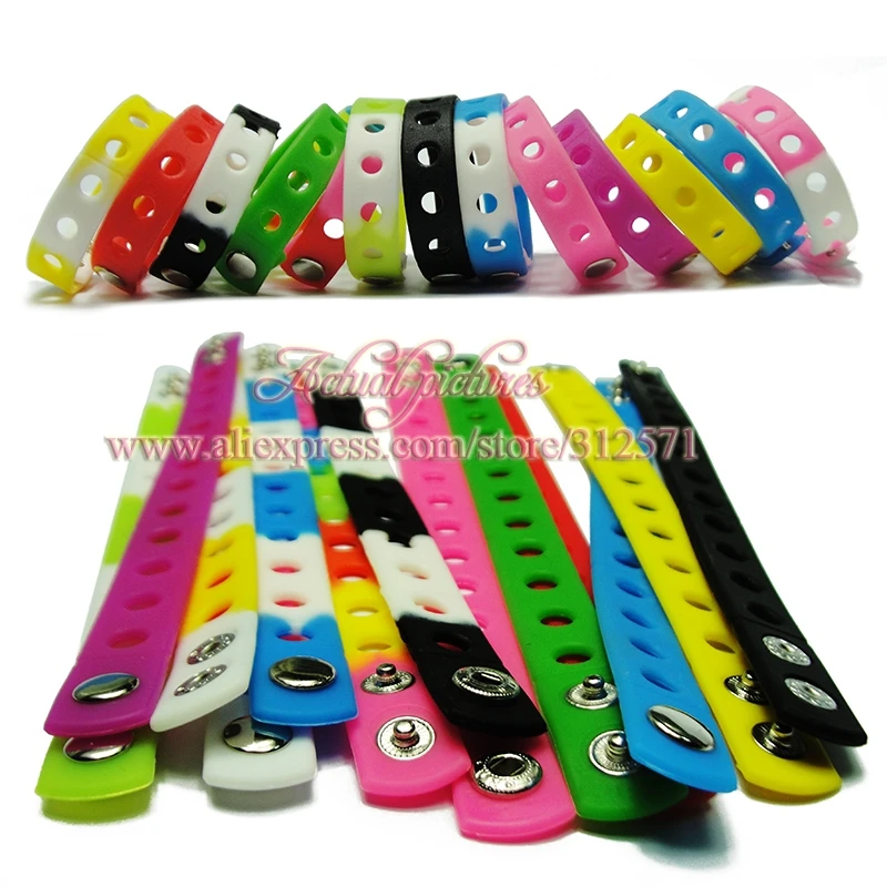 

hot 14 colors 14pcs 18cm silicone wristbands bracelets fit shoe charms hot decoration kids gifts