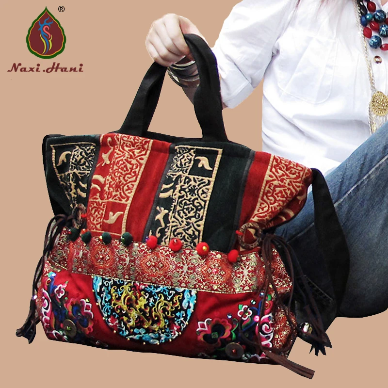 New Arrival Thailand Embroidery Canvas Female Handbags Naxi.hani Ethnic
