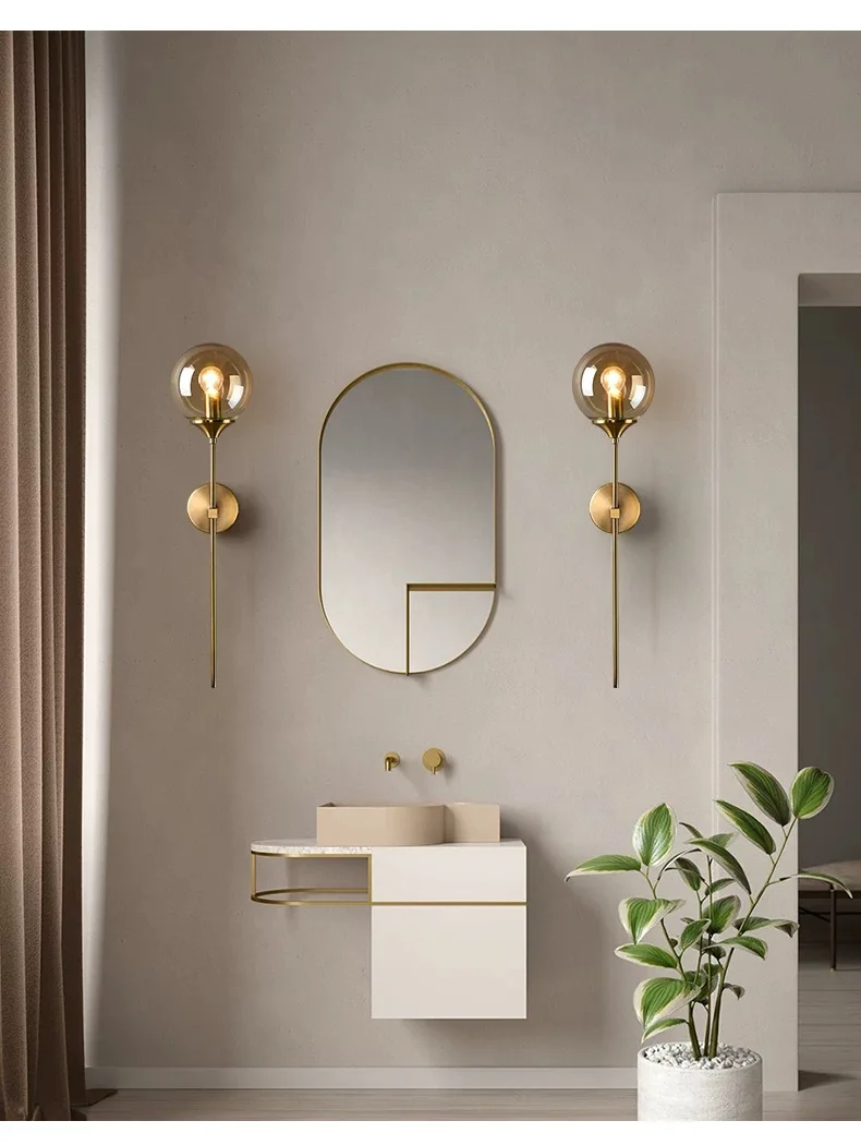 RETRO GOLD GLASS WALL LAMP SCONCES - Gold Wall Sconces