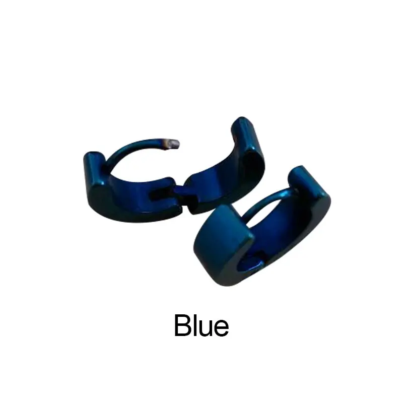 Blue 1 пара x сережек, маленькие серьги-кольца, серебряные, золотые, нержавеющая сталь, серьги-кольца для женщин и мужчин, Ушные Кольца, цветные серьги-клипсы - Окраска металла: Blue