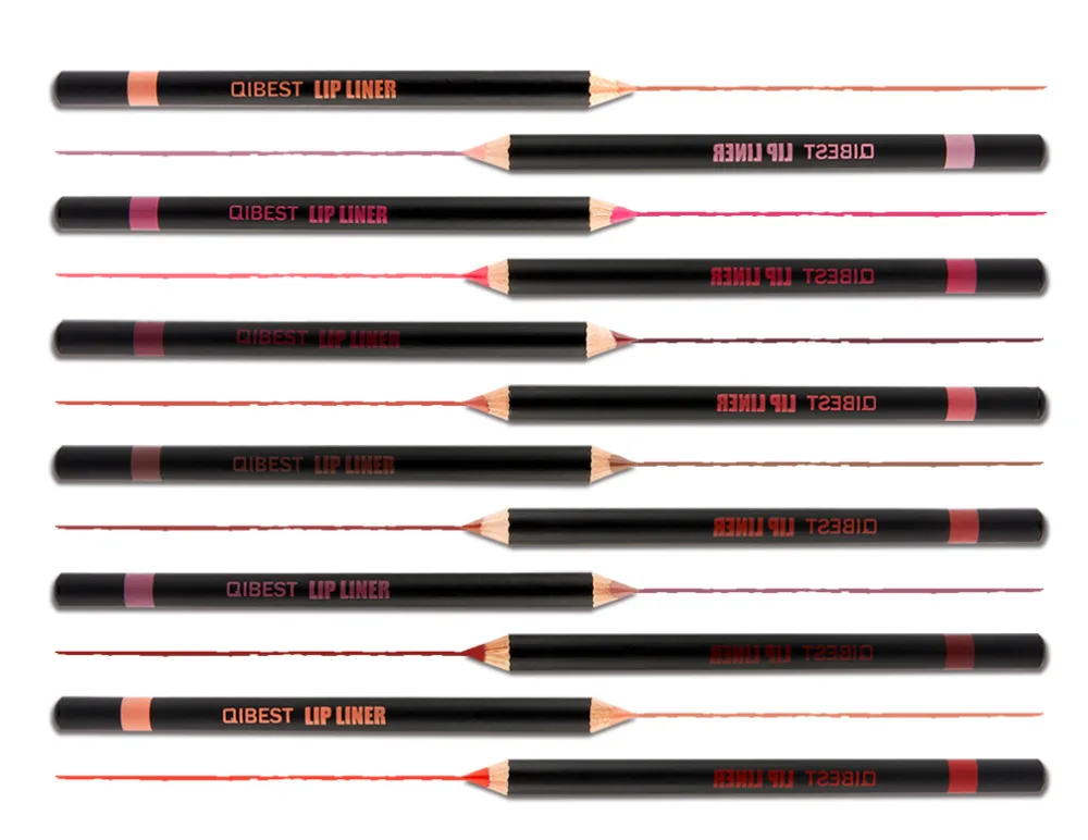 QIBEST бренд макияж комплект 12 шт./лот maquillaje Professional Lip liner Pencil прочного косметический lotes al por mayor помада Мода