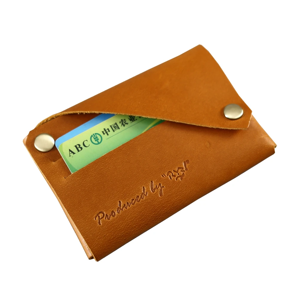 Минималистичный ретро кожаный бумажник ручной работы кожаный Простой кредитный держатель для карт персонализированный мини маленький кошелек для мелочи