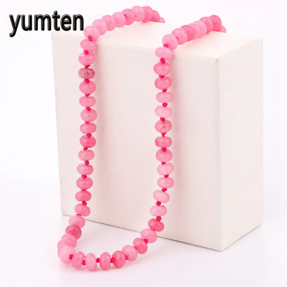 

Yumten Necklace Pink Chalcedony Power Natural Crystal Round Women Jewelry Gift Kpop Gothic Fairy Tail Colar Longo Gothic Joyas