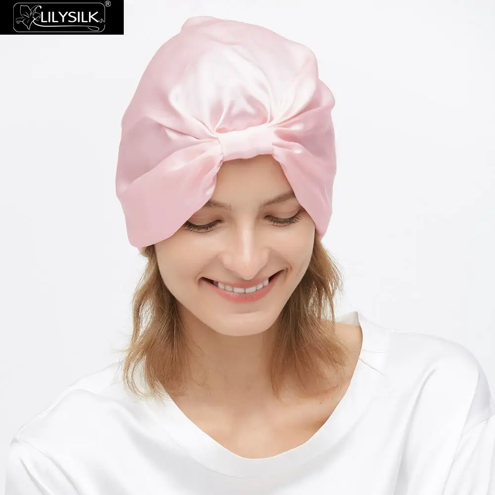 LilySilk шелковая шапочка для сна Классическая плиссированная шапка для волос один размер Женская Новинка