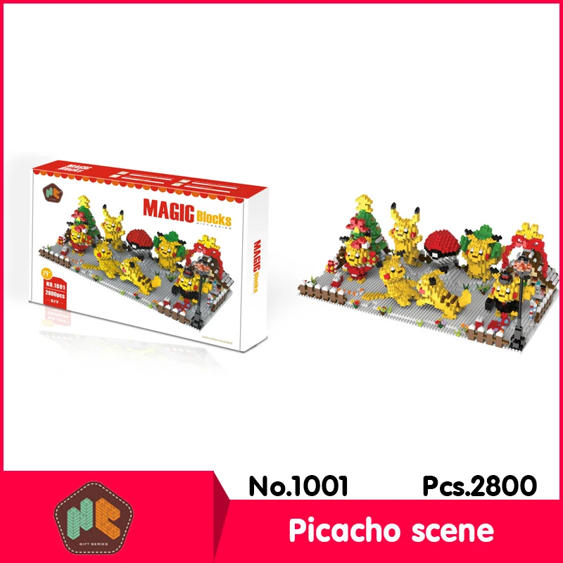 

HC 1001 2800Pcs 6 Style Pikachu Series With Original Box Building Blocks Set Diamond LOZ Bricks Toys Compatible With