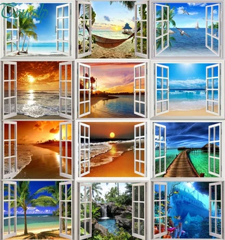 

Touoilp 5D DIY Diamond painting diamond embroidery full sqaure landscape window decorative painting