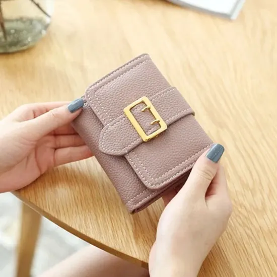 

Women's Multi-functional Mini Cute Thin Square Buckle Small Fresh Ladies Purse Female Short Wallet 4585/L