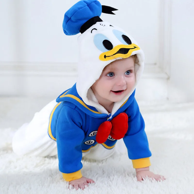 

Spring Autumn Baby Clothes Flannel Baby Boy Girl Romper Cartoon Animal Jumpsuit Navy Sailor Duck Rompers Baby Clothing Pajamas