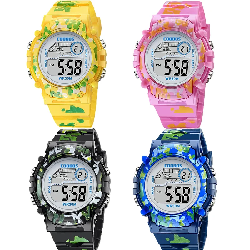 

Camouflage Watches Children Watch Led Digital Wristwatch Kids Boys Girs Students Clock Waterproof Sport Gift Relojes Army Green