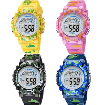 

Camouflage Watches Children Watch Led Digital Wristwatch Kids Boys Girs Students Clock Waterproof Sport Gift Relojes Army Green