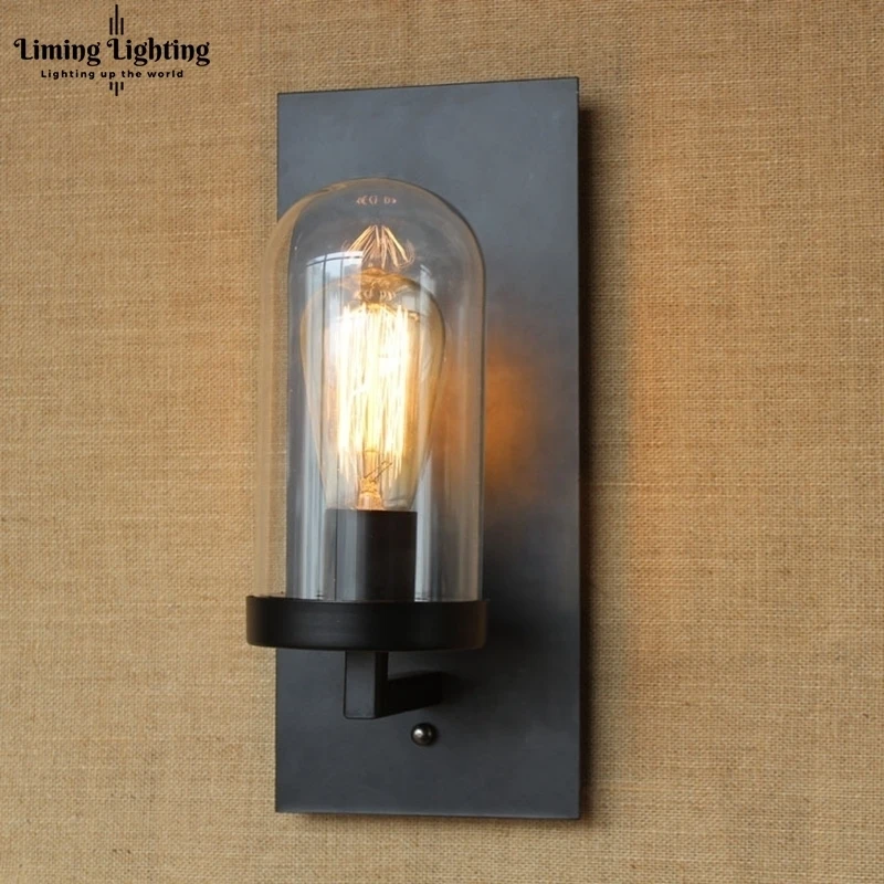 Retro Glass Wall Lamp Light Vintage Decorative Cage Sconce Industrial Wall Lighting Plated Loft Iron Bedroom Stair Antique Retro Glass Wall Lamp Light Vintage Decorative Cage Sconce Industrial Wall Lighting Plated Loft Iron Bedroom Stair Antique