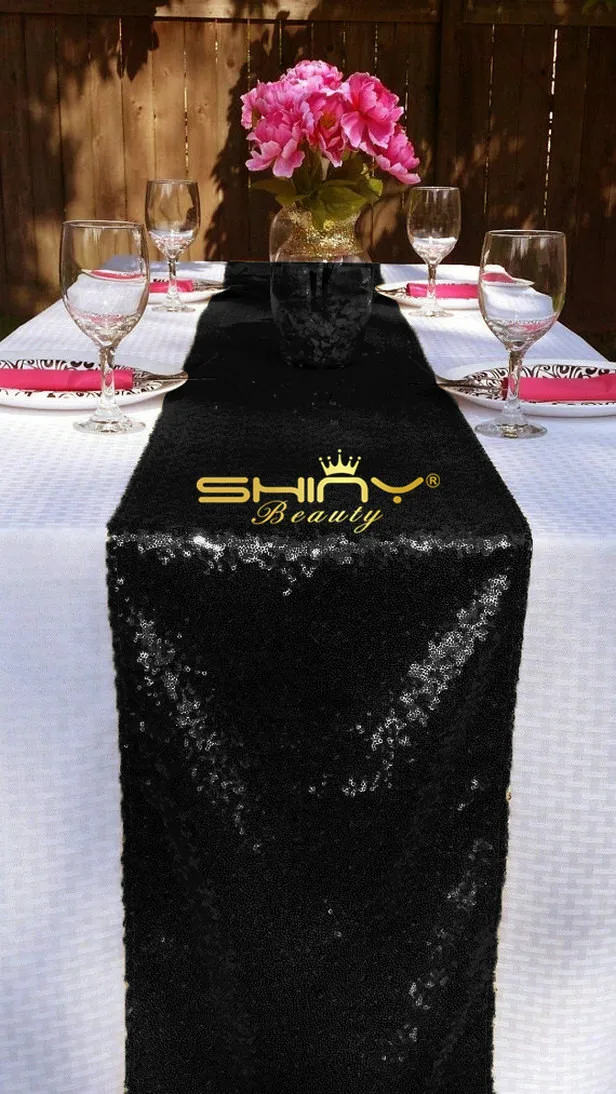 12 72 Pouces Noir Sequin Chemin De Table En Gros Sequin Nappe Pour