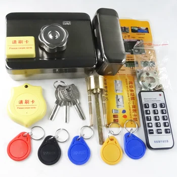 

Automatic Electric Door gate lock castle Access Control Electronic integrated RFID Door Rim lock IC reader for intercom 10tags