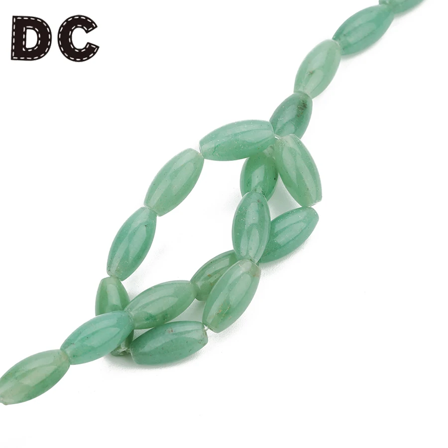 

DC 24pcs/Strand Green Aventurine Natural Stone Egg Spacer Loose Beads 8*16mm For DIY Beacelerts Jewelry Making Findings