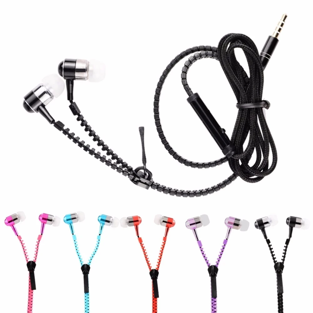 

OLOEY Zipper Earphone 3.5mm In-ear Earphones With Microphone Cremallera Headset Head Phone For Phone Wired Earphone For Phone