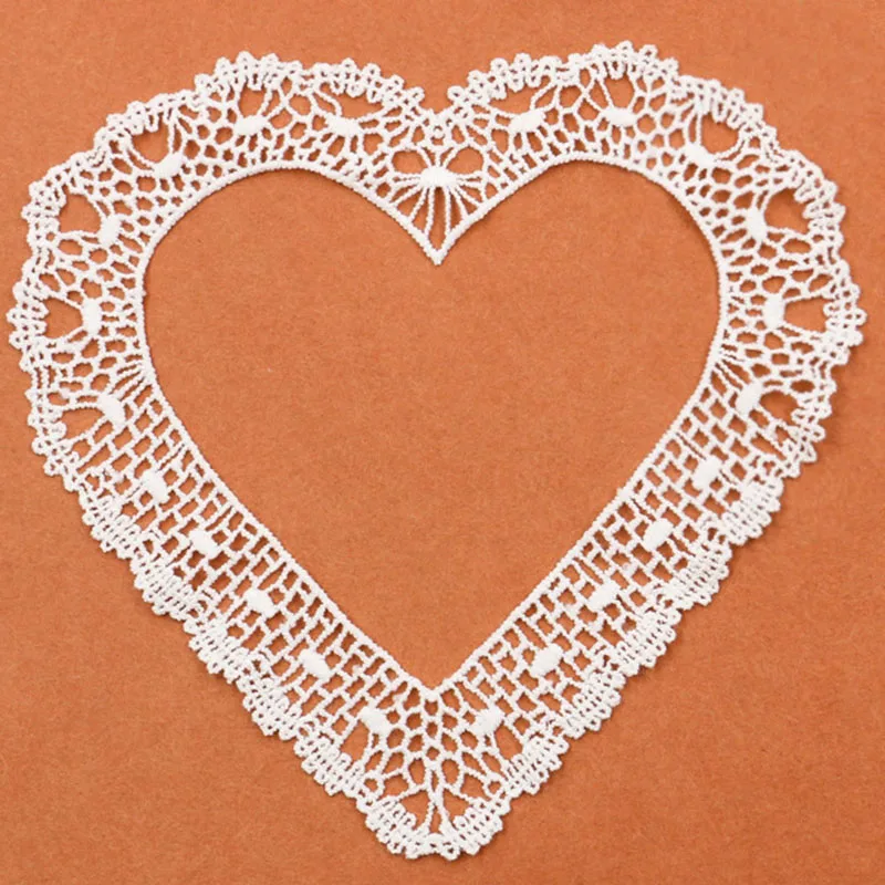 

1 Piece Craft collar Venise Love Heart Hollow Embroidered Applique Trim Decorated Lace Wedding Dress Sewing Patchwork Free Ship