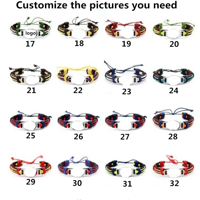 

Fashion Custom Football Basketball Team Charm Genuine Leather Bracelets & Bangles Hand-made Adjustable Bracelet For Man Woman