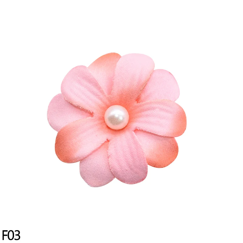 20pcs 4.5cm Silk Petals Artificial Cherry Flower Heads for Wedding Home Decoration Festival Party Fake Pearl Beaded Rose Flowers