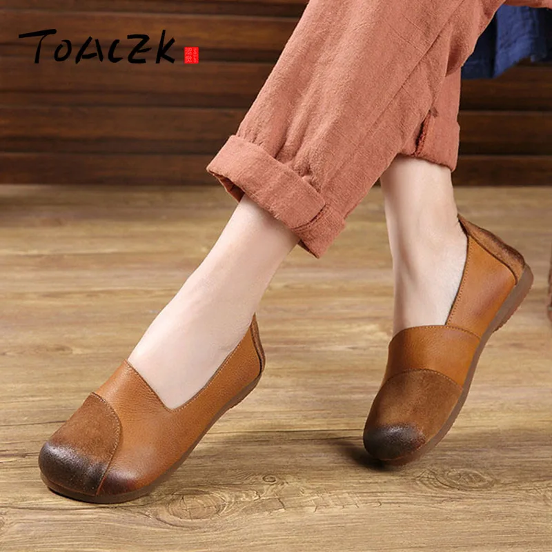 

Original handmade leather single shoes retro national style color matching shallow mouth women's shoes flat casual shoes comfort