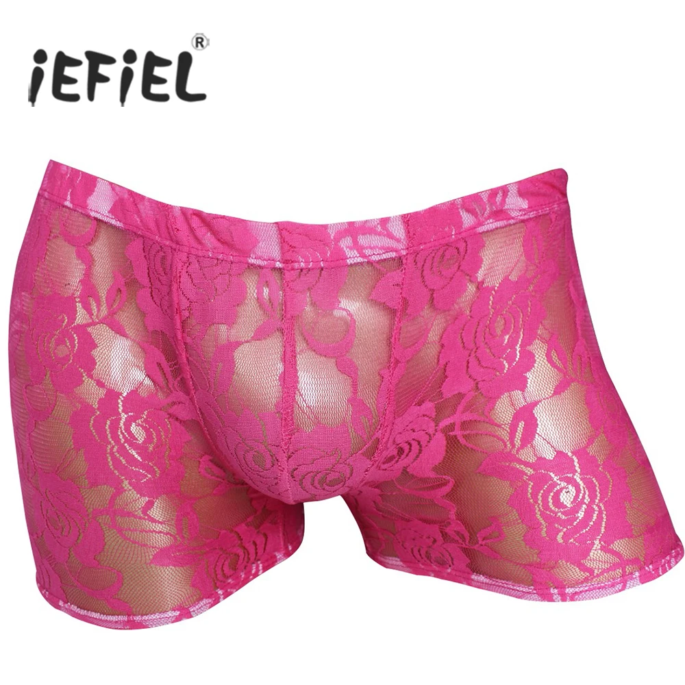 Мужское нижнее белье iEFiEL розовое с цветочным принтом|boxer shorts|underpants menboxer shorts underwear |