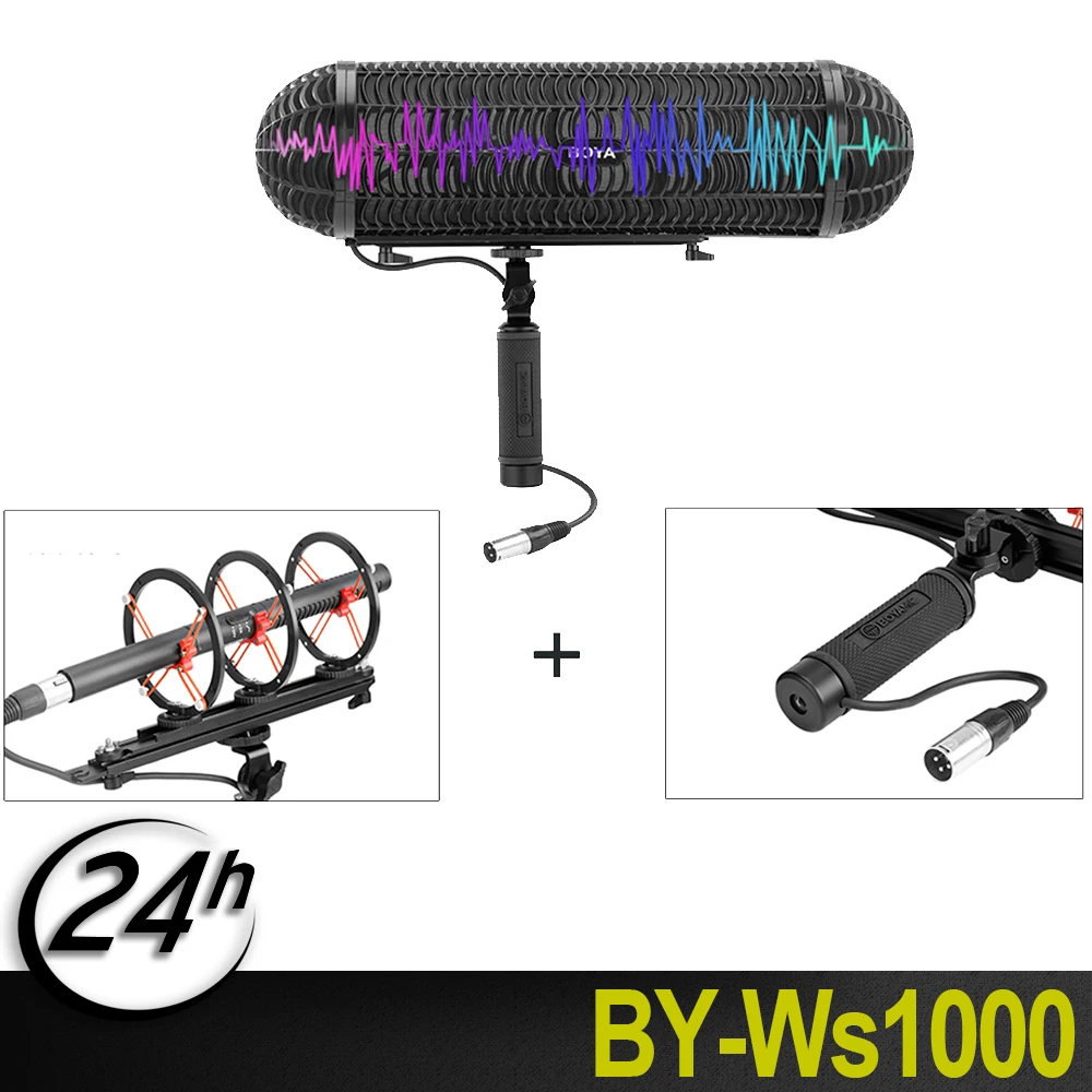 بويا BY-WS1000 الزجاج الأمامي و نظام تعليق مع XLR الذكور والإناث المدخلات و 3 Shockmount لكانون نيكون سوني ميكروفون