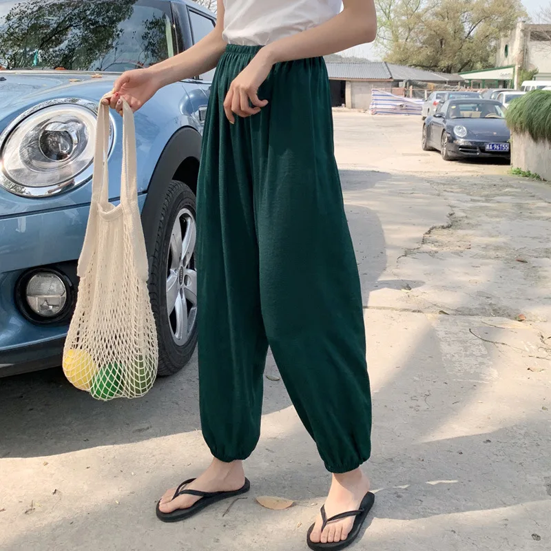 

DASSWEI Summer Ankle-Length Chiffon Pants For Women 2019 New Fashion Female Causal Loose Elastic Trousers Pleated Lantern pants