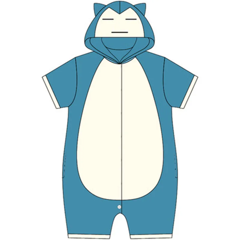 Аниме Пижама с покемонами Snorlax для мужчин и женщин для взрослых с коротким рукавом пижамы мультфильм животных кигуруми лето унисекс косплей костюм