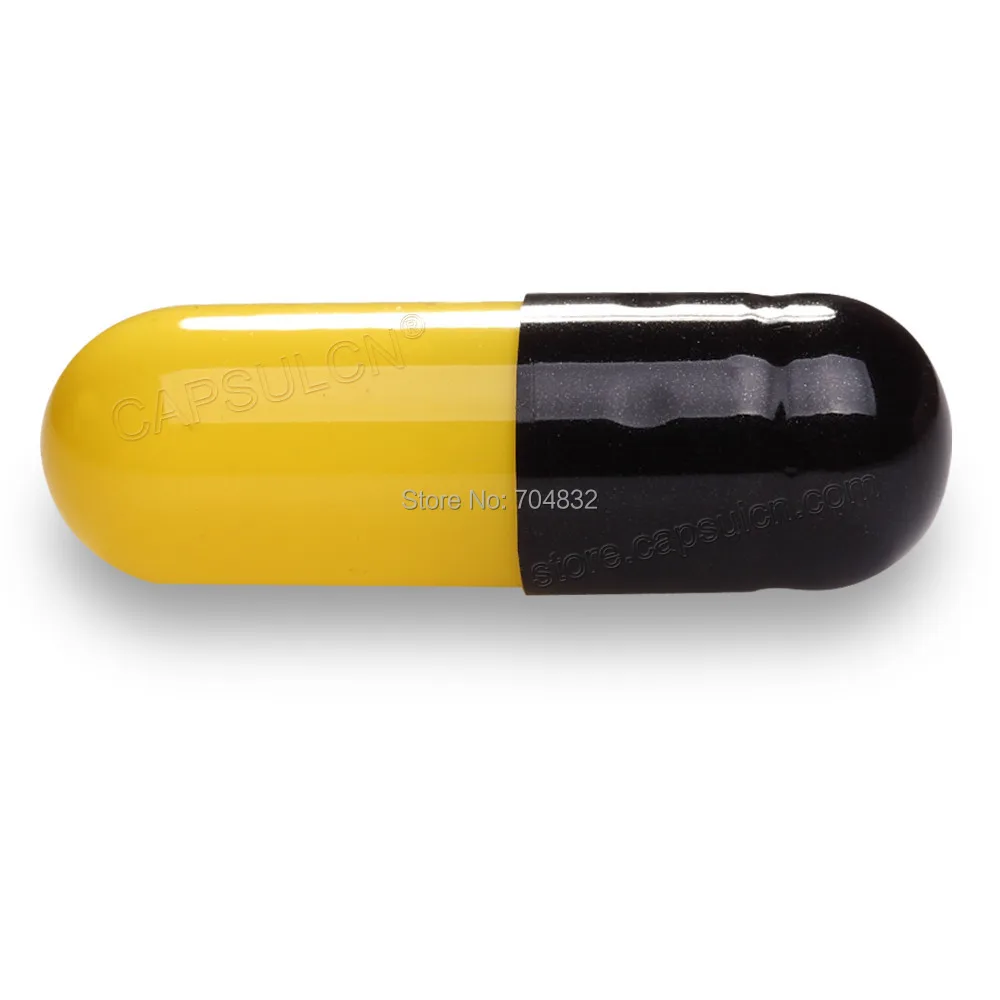 

5000 pcs /carton Black&Yellow Empty Gelatin Capsules Joined Capsules Size #00 For Capsule Filler Machine