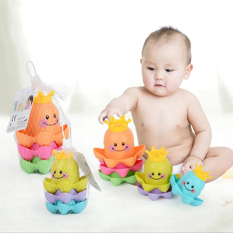 

1Set Kids Bath Toy Ocean Life Stacking Cups Children Play Educational Cute Funny Bathroom Toys Color Random