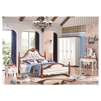 

Leather bed frame simple design wooden bed