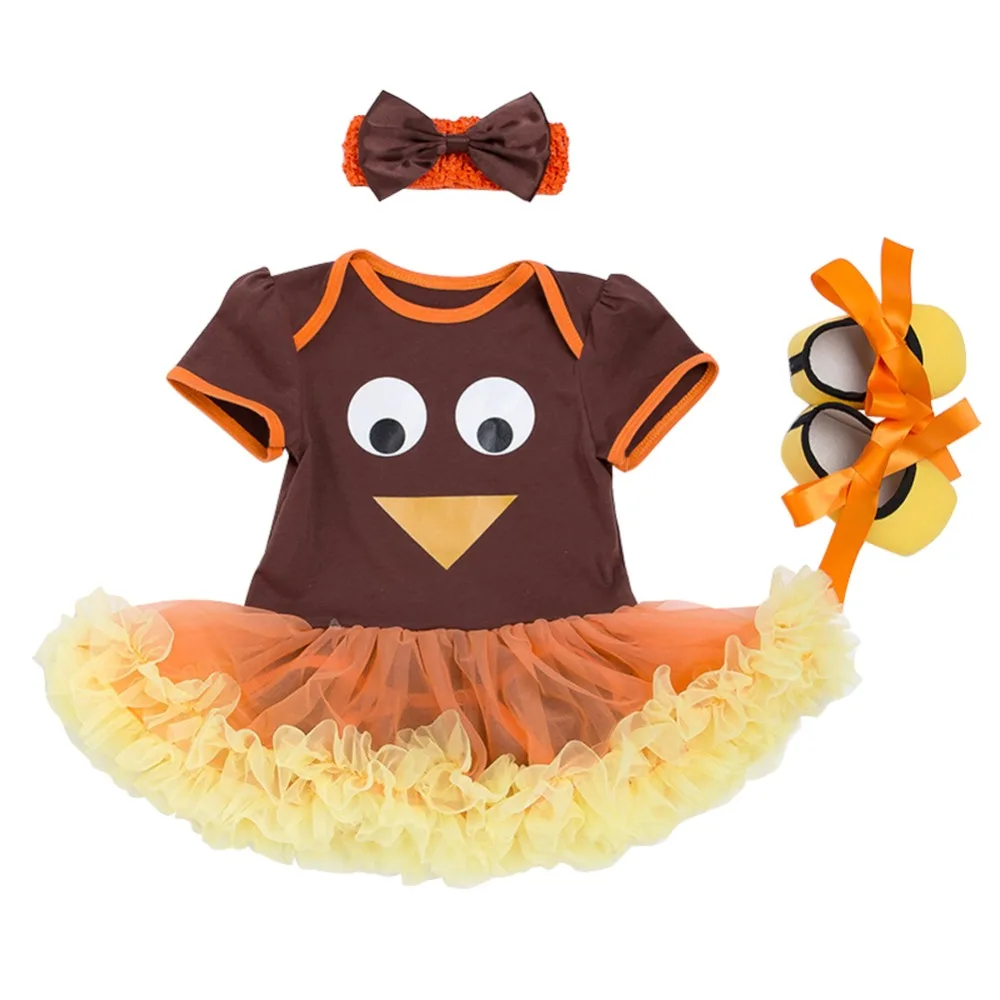 Newborn Infant Baby Girl Thanksgiving Romper Fancy Tutu Dress Outfit Clothes US