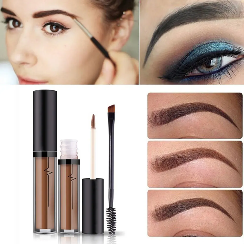 1 PC Eyebrow Liquid With Double Head Eyebrow Brush Longlasting Pigments