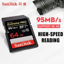 100% Original SanDisk 64GB Extreme PRO SDHC SDXC UHS-I High Speed Memory Card C10 SD Card Camera Class 10 95MB/s carte sd 100% Original SanDisk 64GB Extreme PRO SDHC SDXC UHS-I High Speed Memory Card C10 SD Card Camera Class 10 95MB/s carte sd