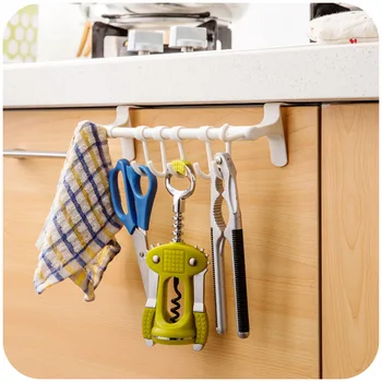 

Creative nail-free over door tower holder rack with 7 hooks kitchen storage rack organizer tableware holder Kitchen accessories