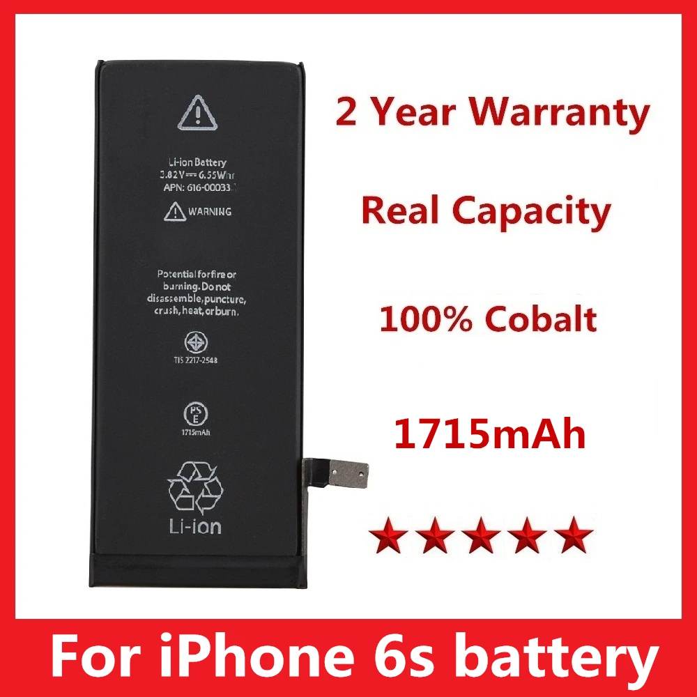 

10pcs/lot For iPhone 6S battery 1715mAh 3.82V Battery for iPhone 6S 6GS zero cycle replacement repair parts 6S-A