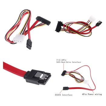 

1pc 40cm 7+15Pin SATA Interface To ESATA Port Large 4pin Power Interface Conversion Cable