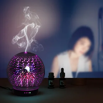 

3D Glass Aromatherapy Machine Humidifier Home Ultrasound Creative Colorful Fireworks Night Lights or bedroom decor