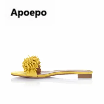 

Newest flats slippers women fringe casual summer sandals shoes plus size 45 high quality ladies shoes beach Holiday sandals 2018