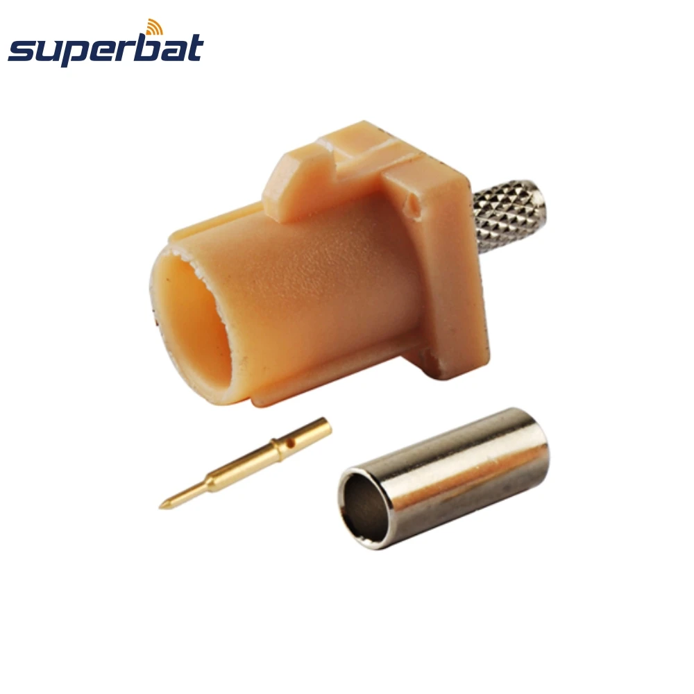 Superbat 10pcs Fakra Code I Beige/1001 Bluetooth Crimp Male RF Coaxial Connector for Cable RG316 RG174 LMR100