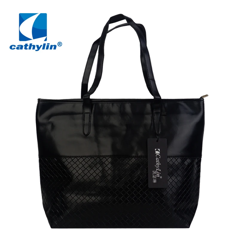 Cathylin Famous Brand Women Shoulder Bags Black PU Casual Tote Bags Wholesale Promotional ...