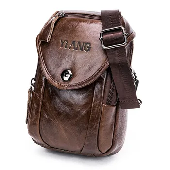 

Yiang Genuine Leather Cell/Mobile Phone Wallet Pouch Case Bag Men'S Small Cross Body Shoulder Messenger Bag Belt Waist Pac