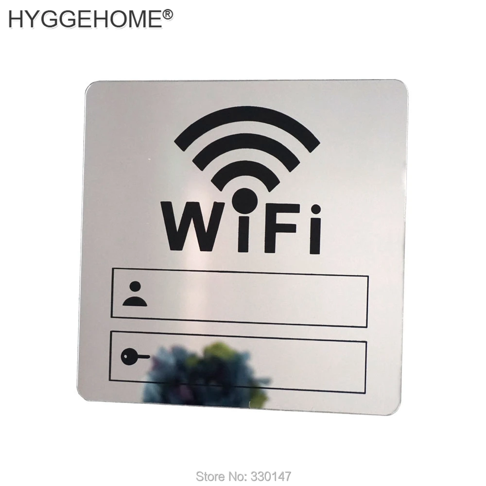 Download Free WIFI Sign Sticker 3D Acrylic Mirror Wall Stickers Rewritable Account and Password For ...