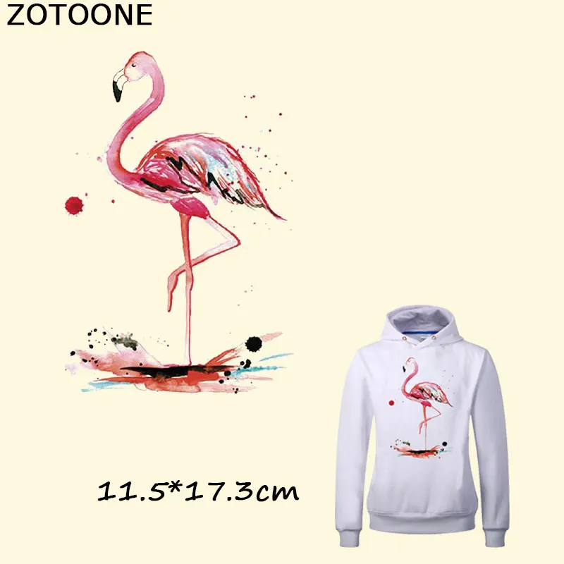 

ZOTOONE Pink Flamingo Patches for Clothes Iron on Transfers Patch A-level Washable Clothes Stickers Heat Press Appliqued for Kid