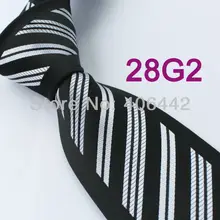 Coachella Мужские галстуки уникальная граница черный с серебристым белым полосатый тканый галстук в деловом стиле для мужчин платье рубашка свадьба