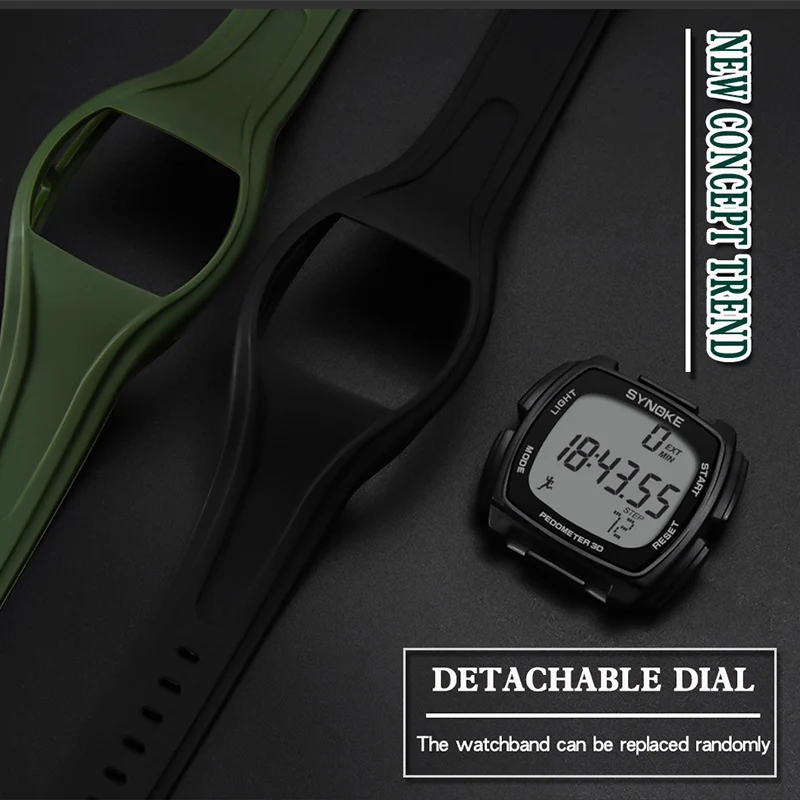 SYNOKE 9105 Sport Watch Men Pedometer 50M Waterproof Multifunction Digital Wristwatch PU Strap LED Mens Electronic Watch Mens 4