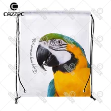 Прекрасный мотивационные Скарлет Ара Попугай Птица печати индивидуальные пользовательские нейлоновая ткань drawstring рюкзак, мешок для подарков набор из 4